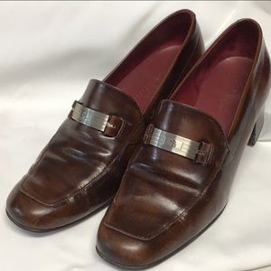 LRL brown leather Sybil heeled loafers 12